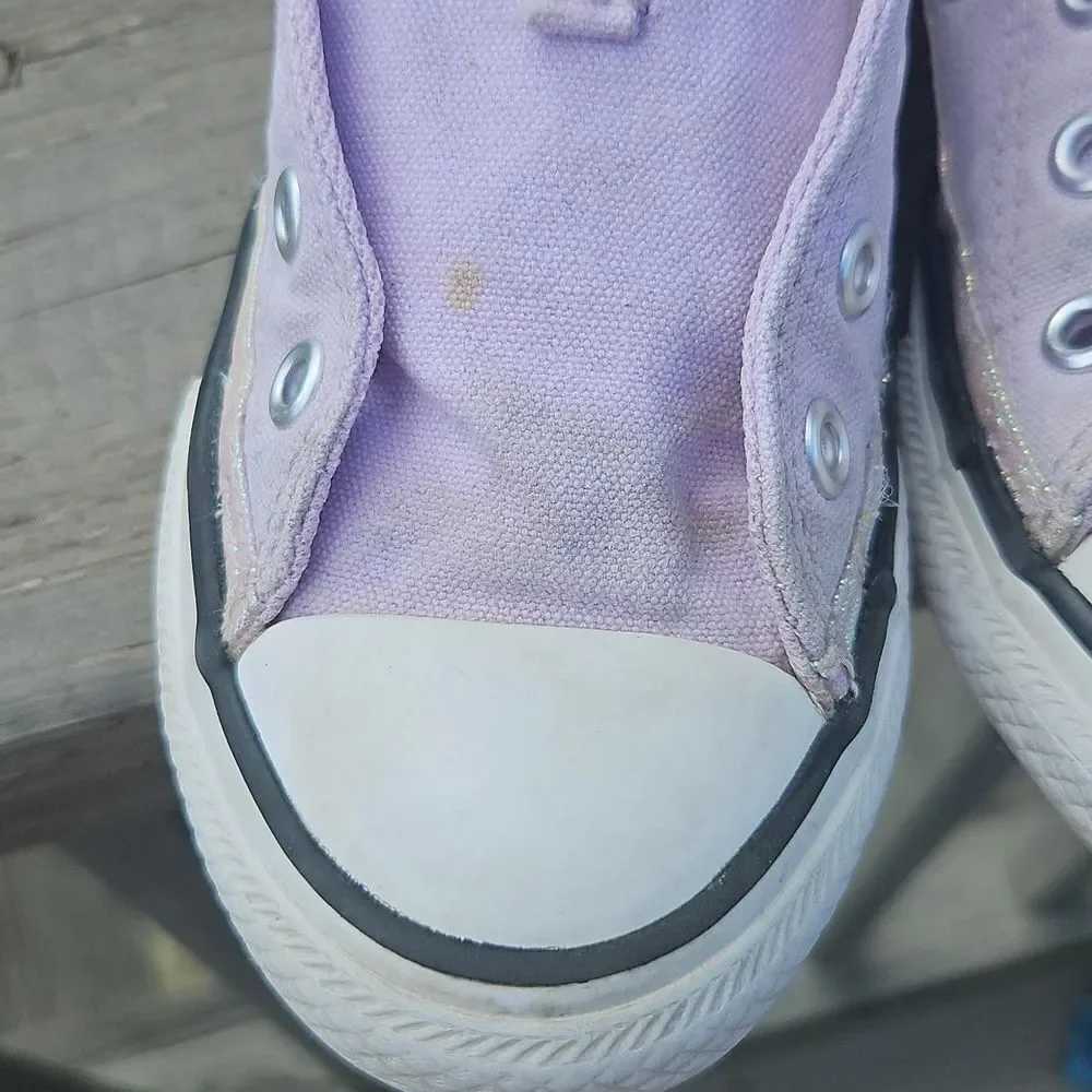Converse Kids Purple Canvas Sneakers With Irridescent Trim Size 12